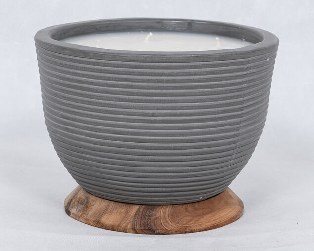 Citronella Ceramic Grey Candle with Acacia Base, , hi-res