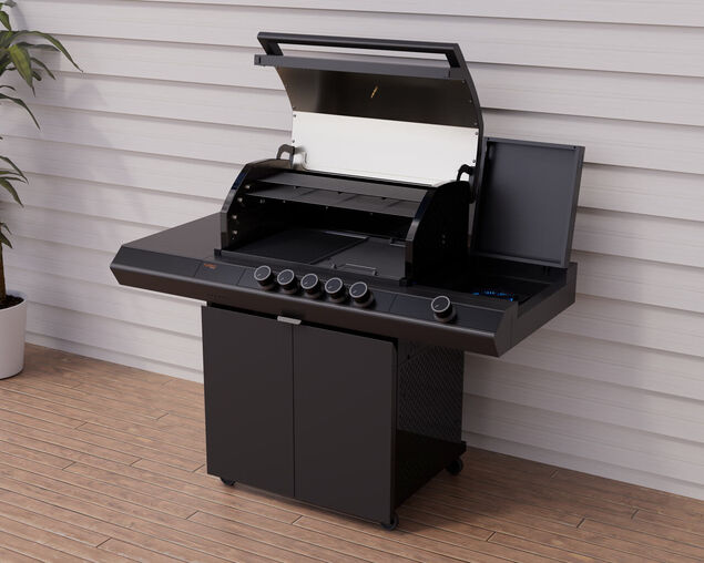 Ziegler & Brown Turbo Classic 5 Burner BBQ on Cart with Side Burner & Shelf (T Series), , hi-res