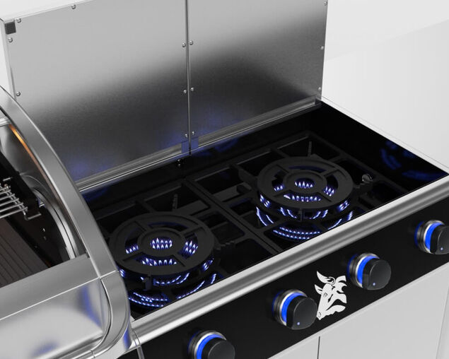 Beefmaster Deluxe 6 Burner Outdoor Kitchen with Range, Sink & Bench on Deluxe Carts, , hi-res