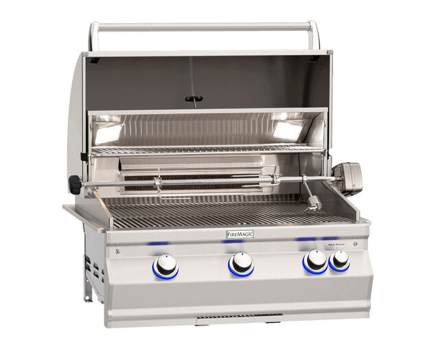 Fire Magic Grills Aurora  A660i 3 Burner Built-In BBQ (H Shaped Burners)  with Analog Thermometer, Backburner & Rotisserie Kit, , hi-res