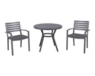 Boston-Jette 3 Piece Slatted Dining - Gunmetal Grey