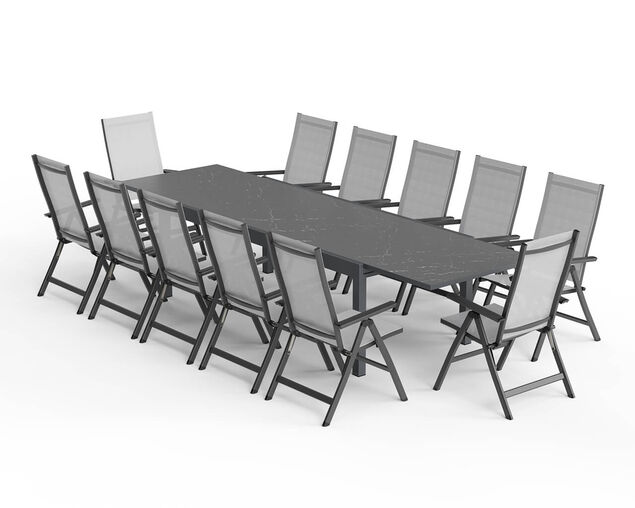 Frankie-Sinta 13 Piece Extension Dining Setting (Gunmetal Grey), , hi-res