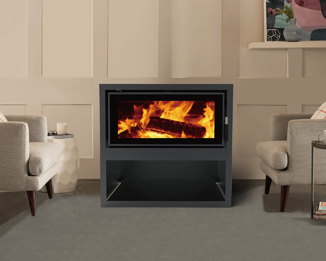 Aura MKII Freestanding Wood Heater on Wood Stacker, , hi-res image number null