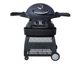 Ziggy Classic Twin Grill LPG BBQ Plus Cart Bundle - Gunmetal Grey