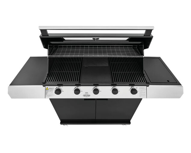 BeefEater 1200 Series - 5 Burner Black Enamel BBQ With Side Burner, , hi-res