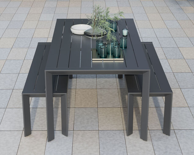 Jette 6 Seater Dining Bench Bundle - Gunmetal Grey, Gunmetal Grey, hi-res