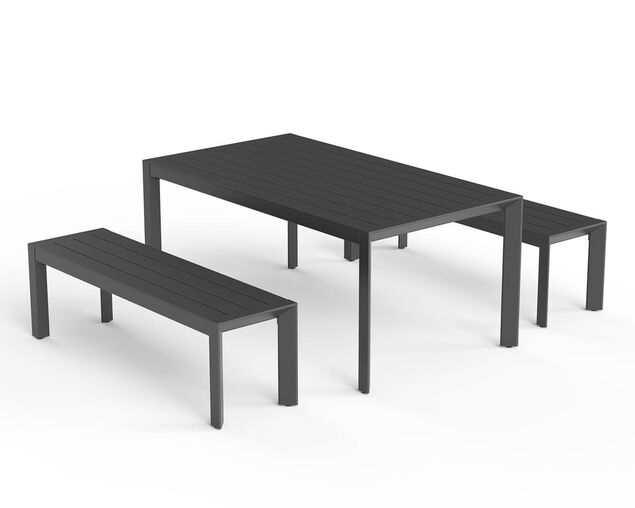 Jette 6 Seater Dining Bench Bundle - Gunmetal Grey, Gunmetal Grey, hi-res