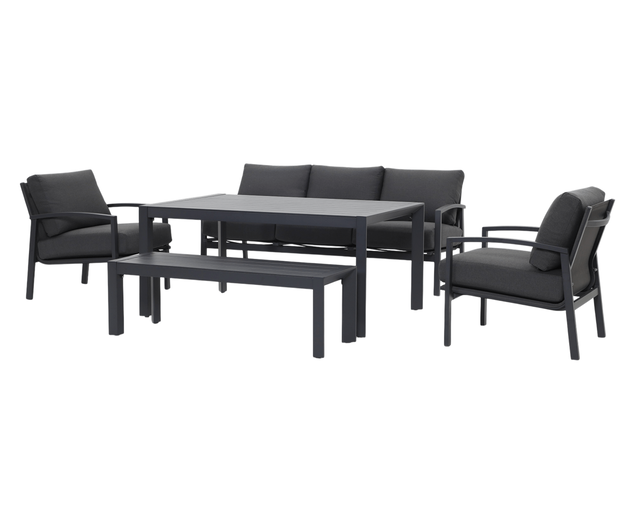 Jette 8 Seater Low Dining Setting Bundle - Gunmetal Grey, Gunmetal Grey, hi-res image number null