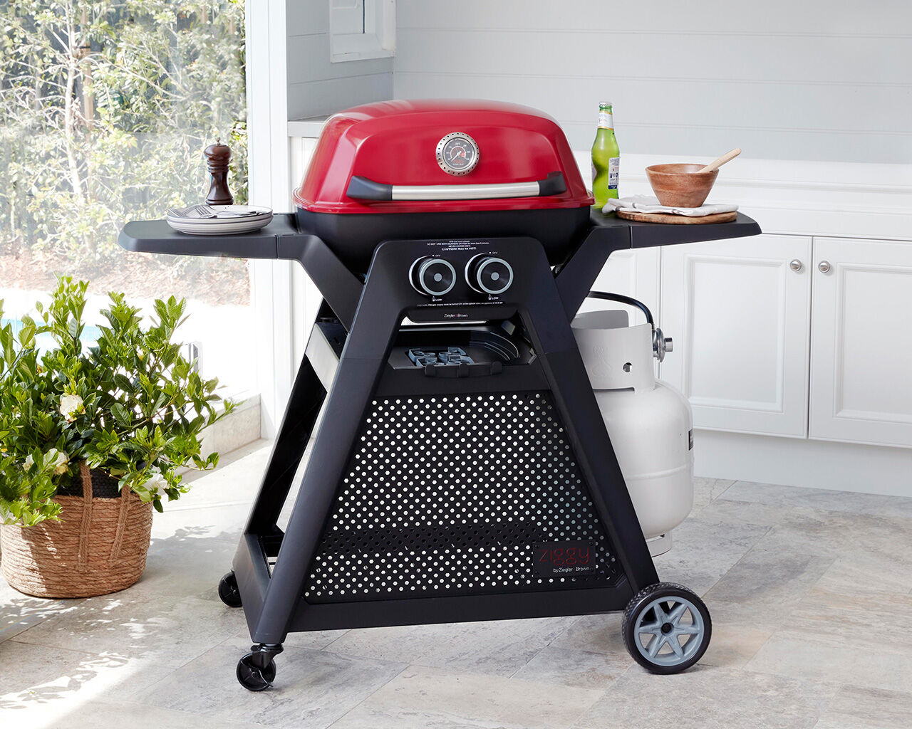 Ziggy Elite Twin Grill LPG BBQ On Cart