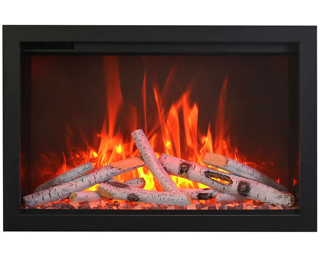 Amantii Smart 33” Fireplace – Includes a steel trim, glass inlay, 10 piece log set with remote and cord, , hi-res