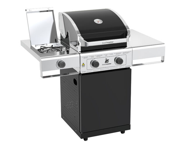 Beefmaster Classic 2 Burner BBQ on Classic Cart with Stainless Steel Side Burner, , hi-res image number null