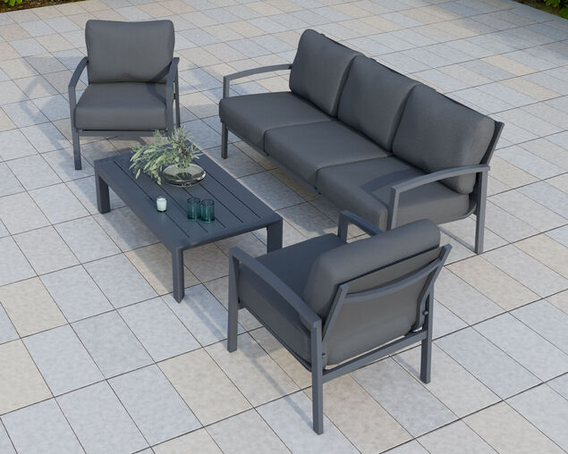 Jette 5 Seater Lounge Setting Bundle - Gunmetal Grey, Gunmetal Grey, hi-res