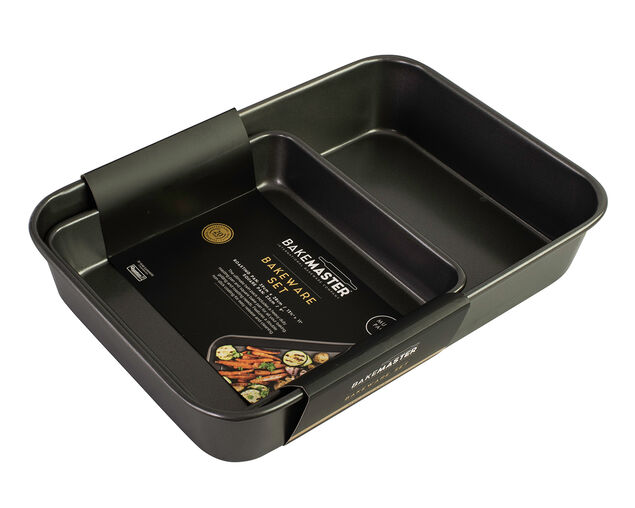 Bakemaster Bakeware Twin Pack (Roasting Pan/Square Bake Pan), , hi-res