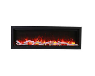Amantii Smart 100" Clean face Electric Built-in with log and glass, black steel surround