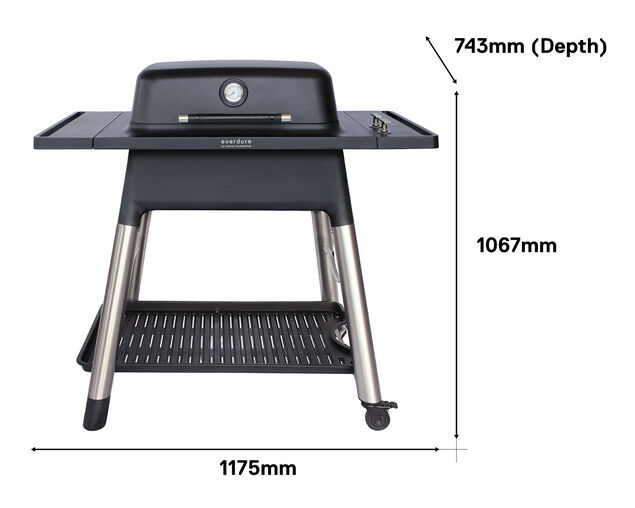 Everdure by Heston Blumenthal FORCE 2 Burner BBQ with Stand (Black), Black, hi-res