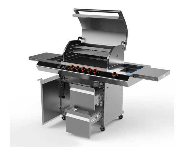 Ziegler & Brown Turbo Elite Pro 5 Burner BBQ on Cart with Side Burner & Drawer (T Series), , hi-res