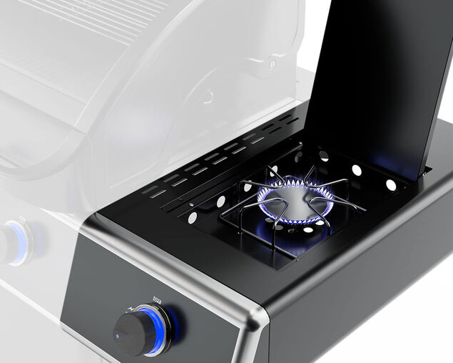 Beefmaster Deluxe T-Series 4 Burner BBQ on Deluxe Cart with Stainless Steel Side Burner, , hi-res