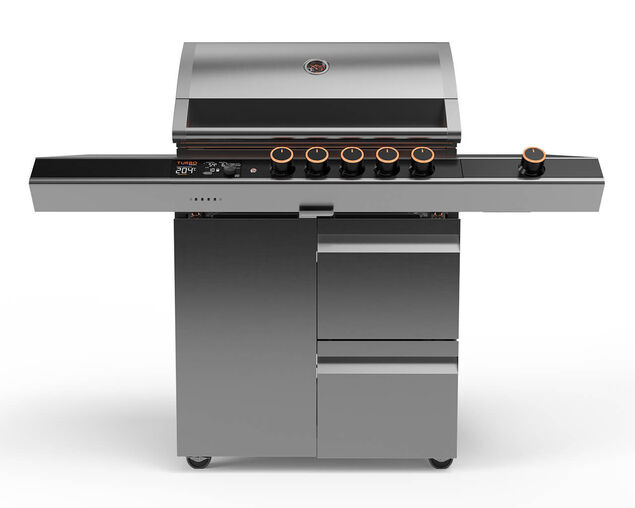 Ziegler & Brown Turbo Elite Pro 5 Burner BBQ on Cart with Side Burner & Drawer (T Series), , hi-res