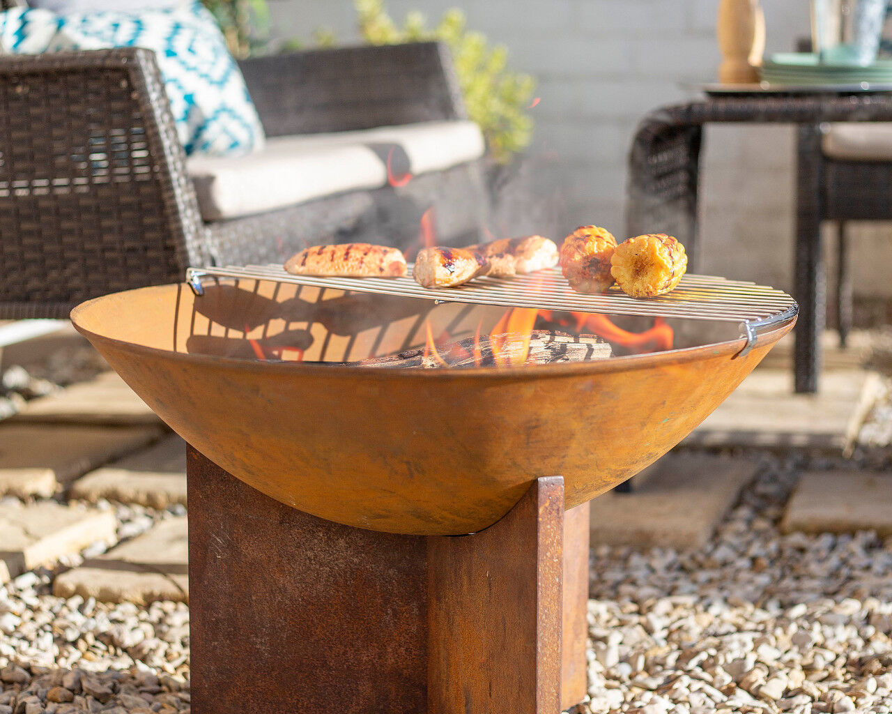 Buy Kala Rustic Fire Pit with Half Grill at Barbeques Galore