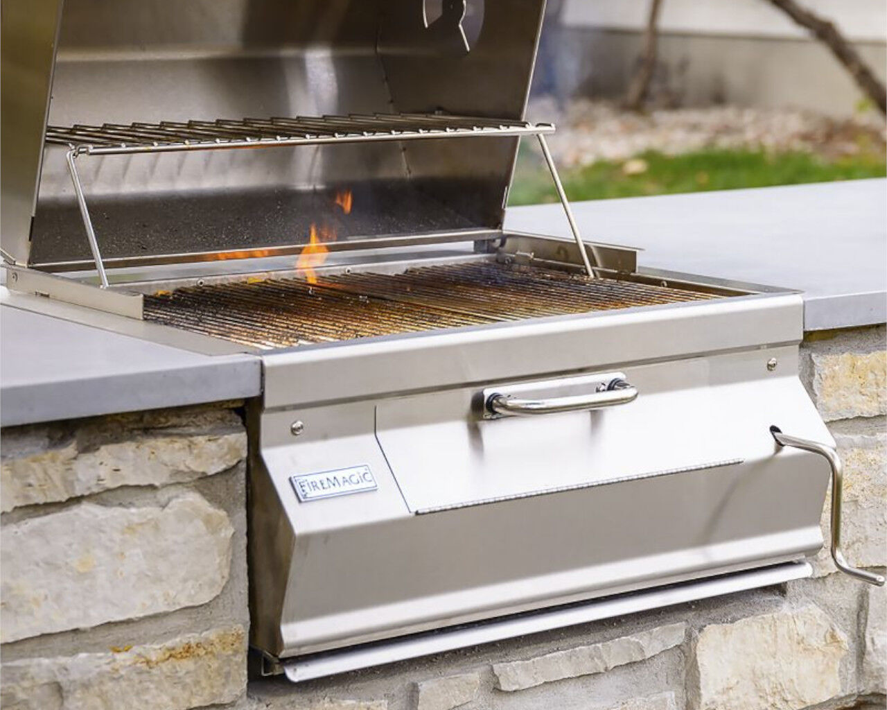 Built in discount charcoal bbq
