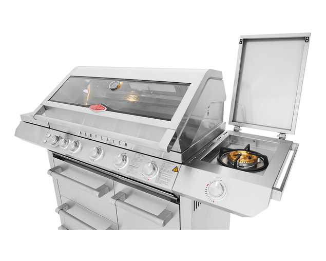 BeefEater 7000 Premium 5 Burner Flame Failure BBQ on Side Burner Cart, , hi-res