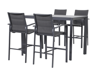 Boston-Jette 4 Seater Bar Dining Setting Bundle - Gunmetal Grey