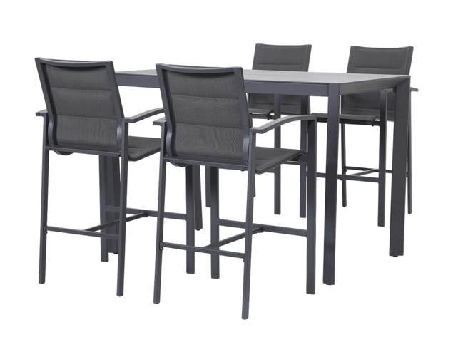 Boston-Jette 4 Seater Bar Dining Setting Bundle - Gunmetal Grey, Gunmetal Grey, hi-res image number null