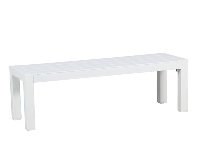 Jette 5 Piece Outdoor Low Dining Setting with 1 Three-Seat Lounge, 2 Single-Seat Lounges, 1 Table and 1 Bench - White, White, hi-res