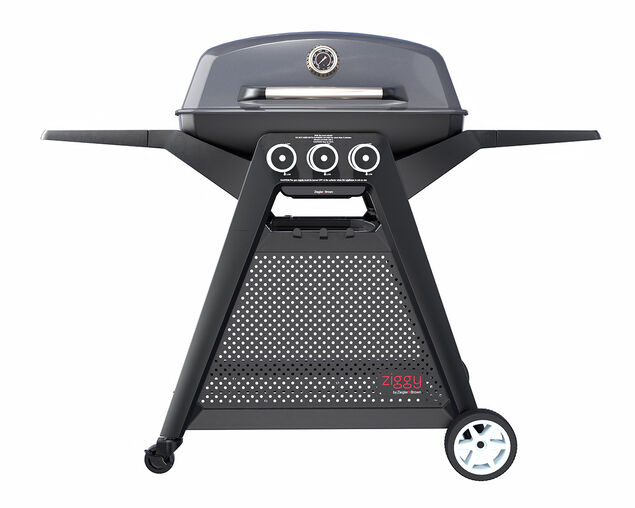 Ziggy Elite Triple Grill LPG BBQ On Cart, , hi-res