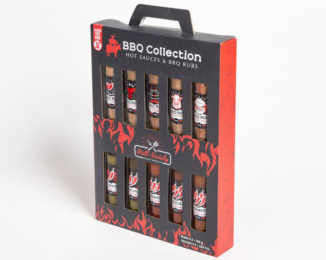 Grill Society 10 Piece BBQ Hot Sauces & BBQ Rubs Collection, , hi-res