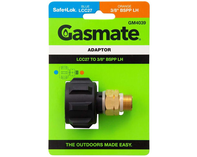 Gasmate Adaptor - LCC27 to 3/8 BSPP-LH, , hi-res
