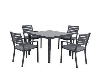 Boston 5 Piece Slatted Dining - Gunmetal Grey