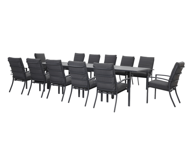 Jette 12 Seater Extension Dining Setting Bundle - Gunmetal Grey, Gunmetal Grey, hi-res image number null