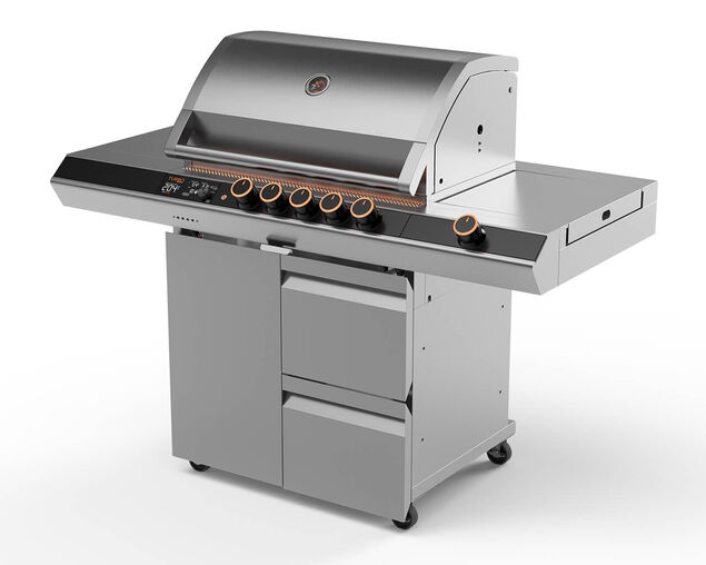 Ziegler & Brown Turbo Elite Pro 5 Burner BBQ on Cart with Side Burner & Drawer (T Series), , hi-res image number null