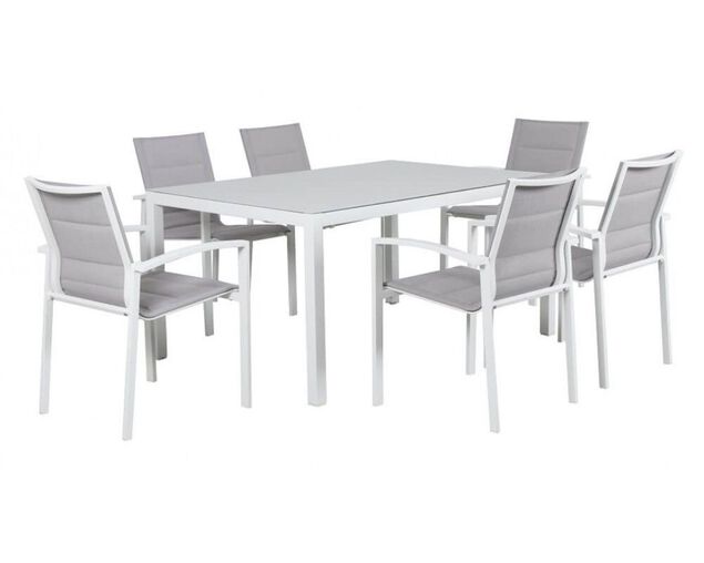 Boston 7 Piece Dining - White, White, hi-res image number null