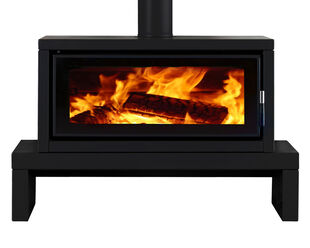 Norseman Aura Freestanding Wood Heater with Bench - Metallic Black