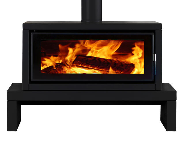 Norseman Aura Freestanding Wood Heater with Bench - Metallic Black, , hi-res image number null