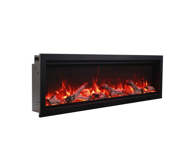 Amantii Smart 100" Clean face Electric Built-in with log and glass, black steel surround, , hi-res