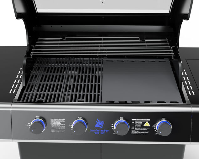 Premium Beefmaster T-Series 4 Burner BBQ on Classic Cart with Stainless Steel Side Burner, , hi-res