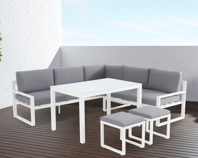 Patmos 5 Piece Low Dining Setting - White, White, hi-res