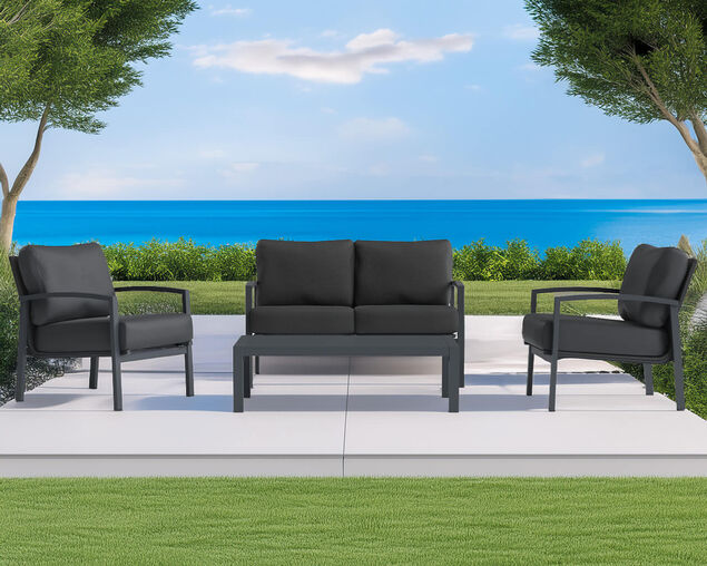 Jette 4 Piece Outdoor Lounge Setting with 1 Two-Seat Lounge, 2 Single-Seat Lounges, and 1 Coffee Table, , hi-res