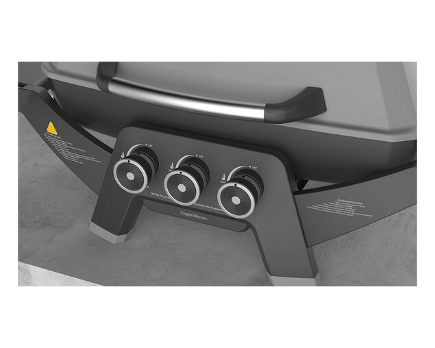 Ziggy Elite Triple Grill LPG BBQ - Gunmetal Grey, Gunmetal Grey, hi-res
