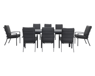 Jette 8 Seater Dining Bundle - Gunmetal Grey