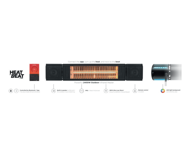 2kW Patio Heater With Bluetooth Speakers, , hi-res
