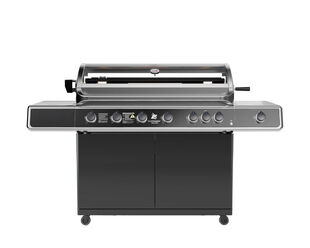 Deluxe Beefmaster T-Series 6 Burner BBQ on Classic Cart with Stainless Steel Side Burner