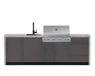 Alfresco Kitchen Co with Ziegler and Brown Grand Turbo 4 Burner Built-In BBQ ,Single Drawer Module, Single Sink, And Single Storage Module