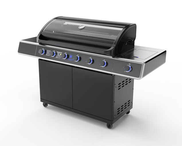 Premium Beefmaster  T-Series 6 Burner BBQ on Classic Cart with Stainless Steel Side Burner, , hi-res