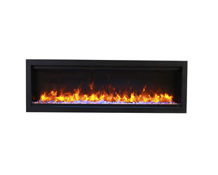 Amantii Smart 88" Clean face Electric Built-in with log and glass, black steel surround