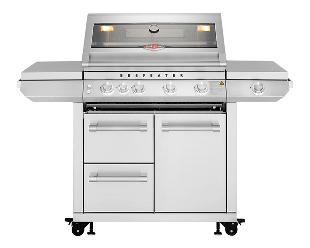 BeefEater 7000 Premium 4 Burner Flame Failure BBQ on Side Burner Cart, , hi-res