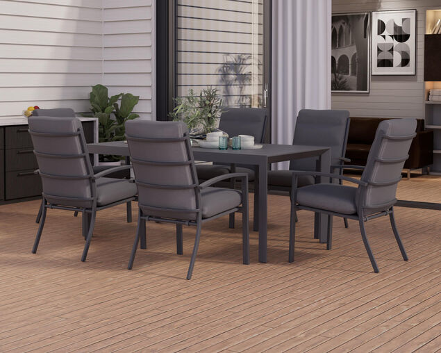 Jette 6 Seater Dining Bundle - Gunmetal Grey, Gunmetal Grey, hi-res